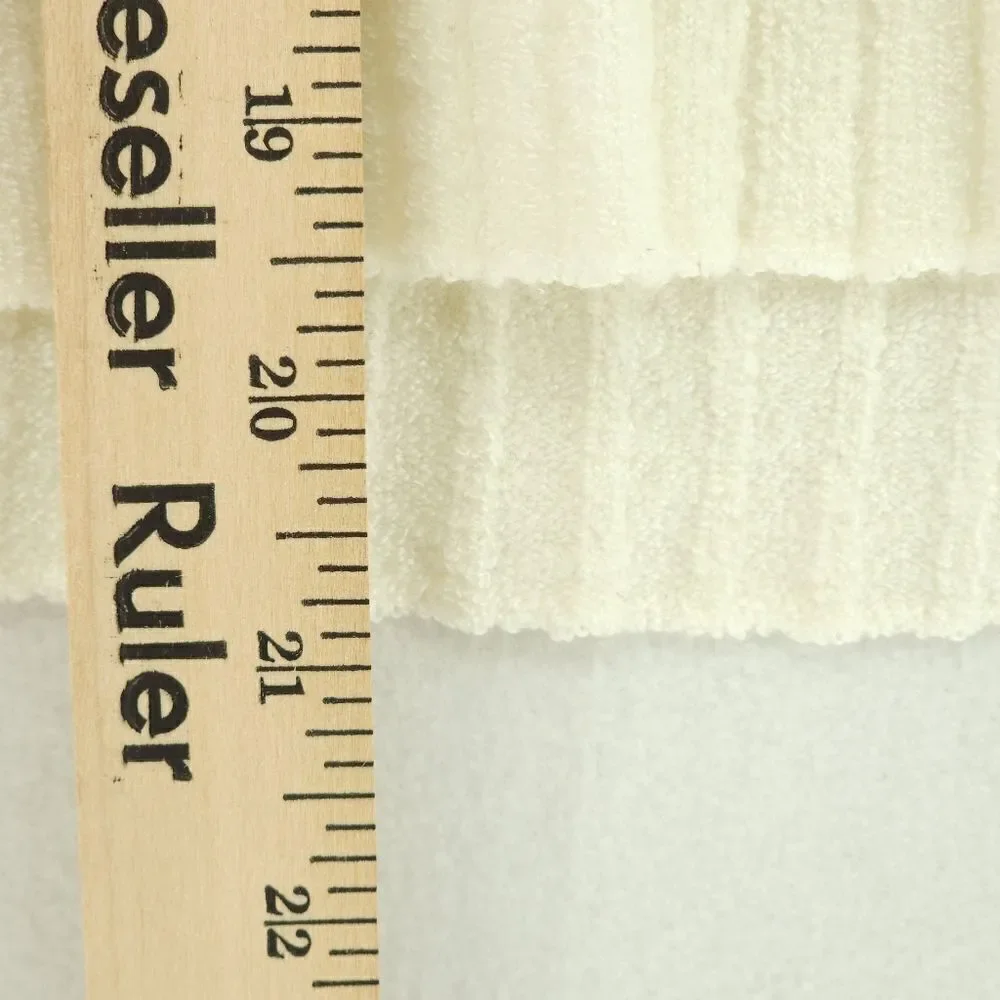 Vintage Small Vertigo Paris White Ribbed Sweater with Feather Collar and Sleeve